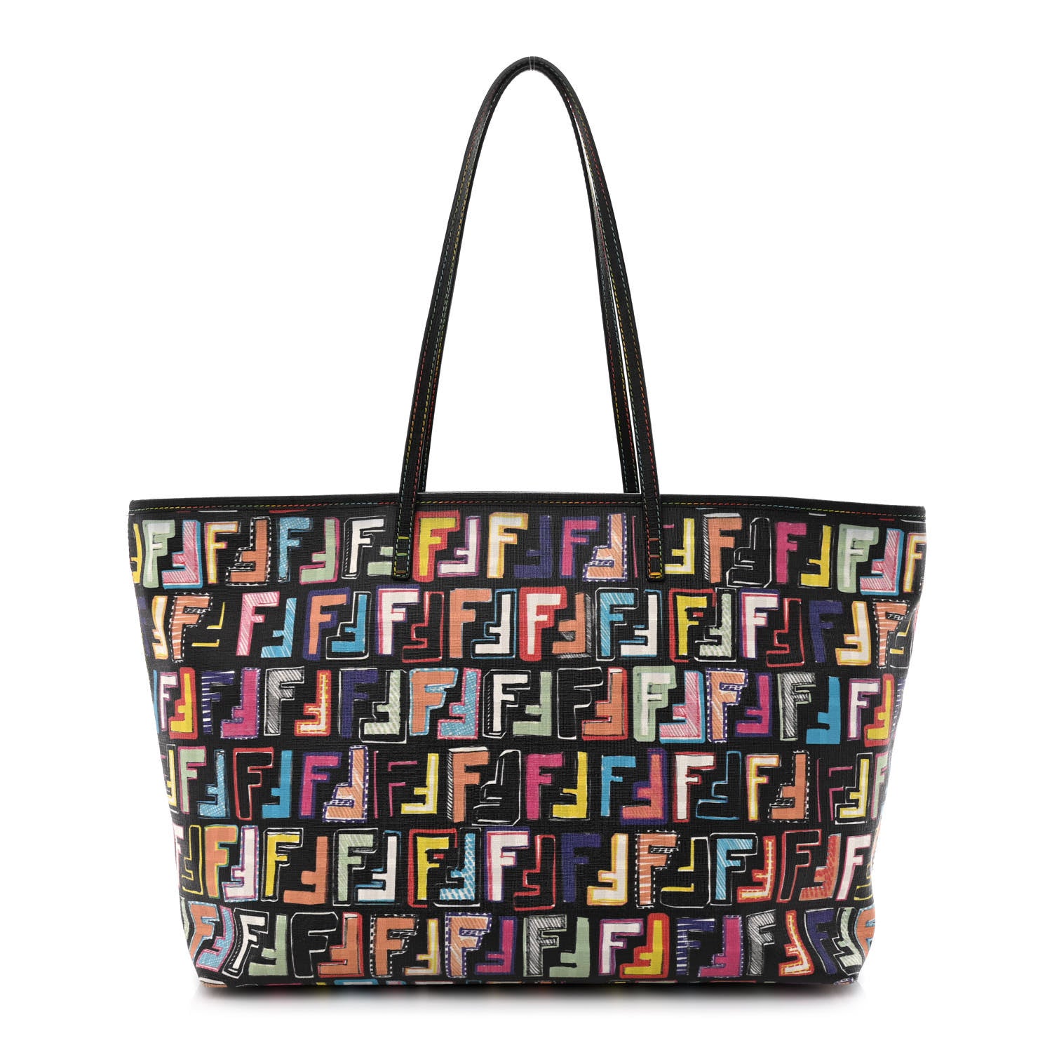 Fendi Zucca Spalmati Patent Zucchino Screen Print Medium Roll Tote Tobacco Multicolor Black 1 of 12