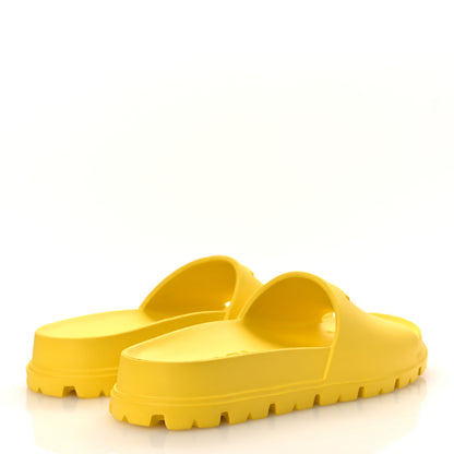 Prada EVA Rubber Triangle Logo Embossed Womens Lug Sole 20mm Slide Sandals 41 Sole 5 of 10