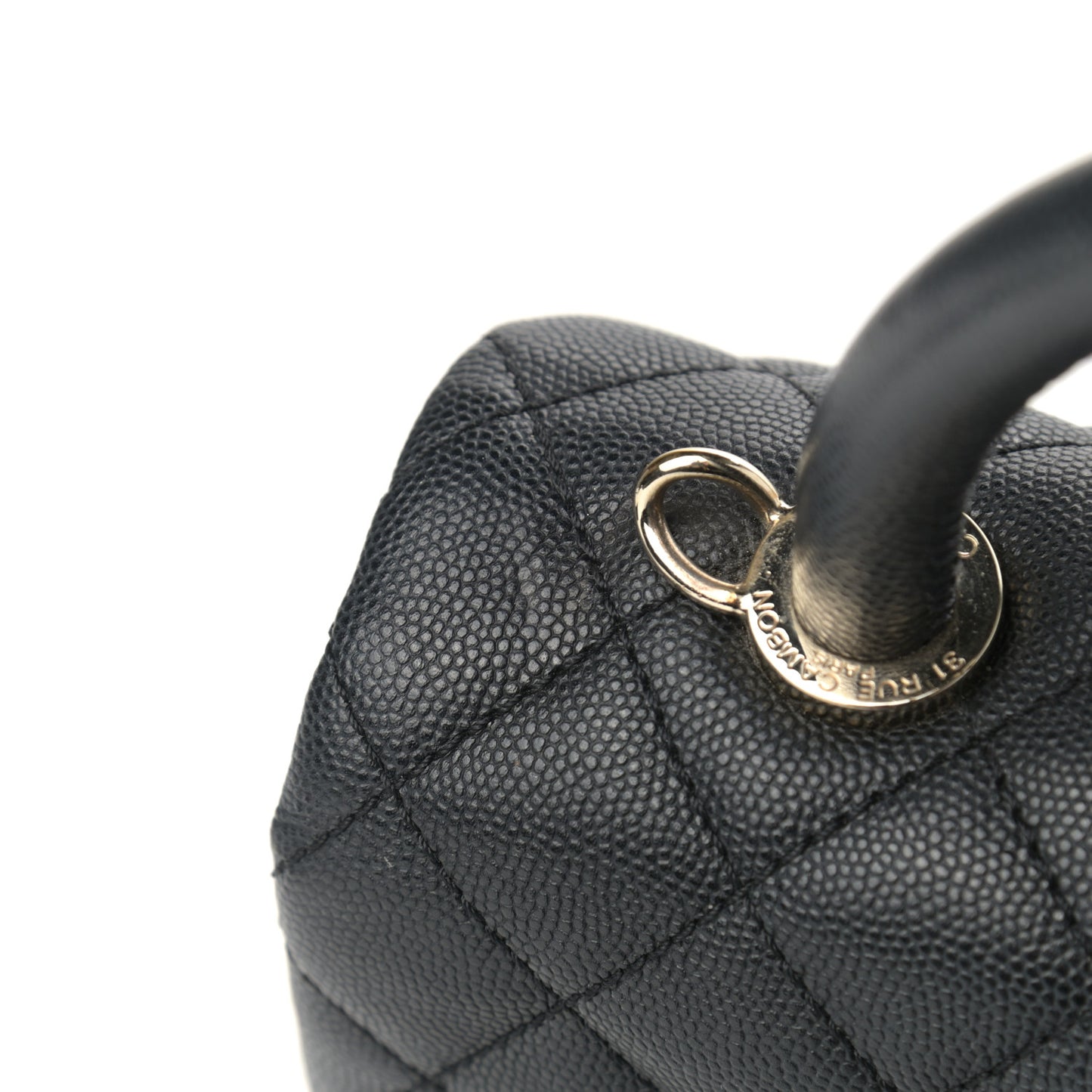 Caviar Quilted Small Coco Handle Flap Black