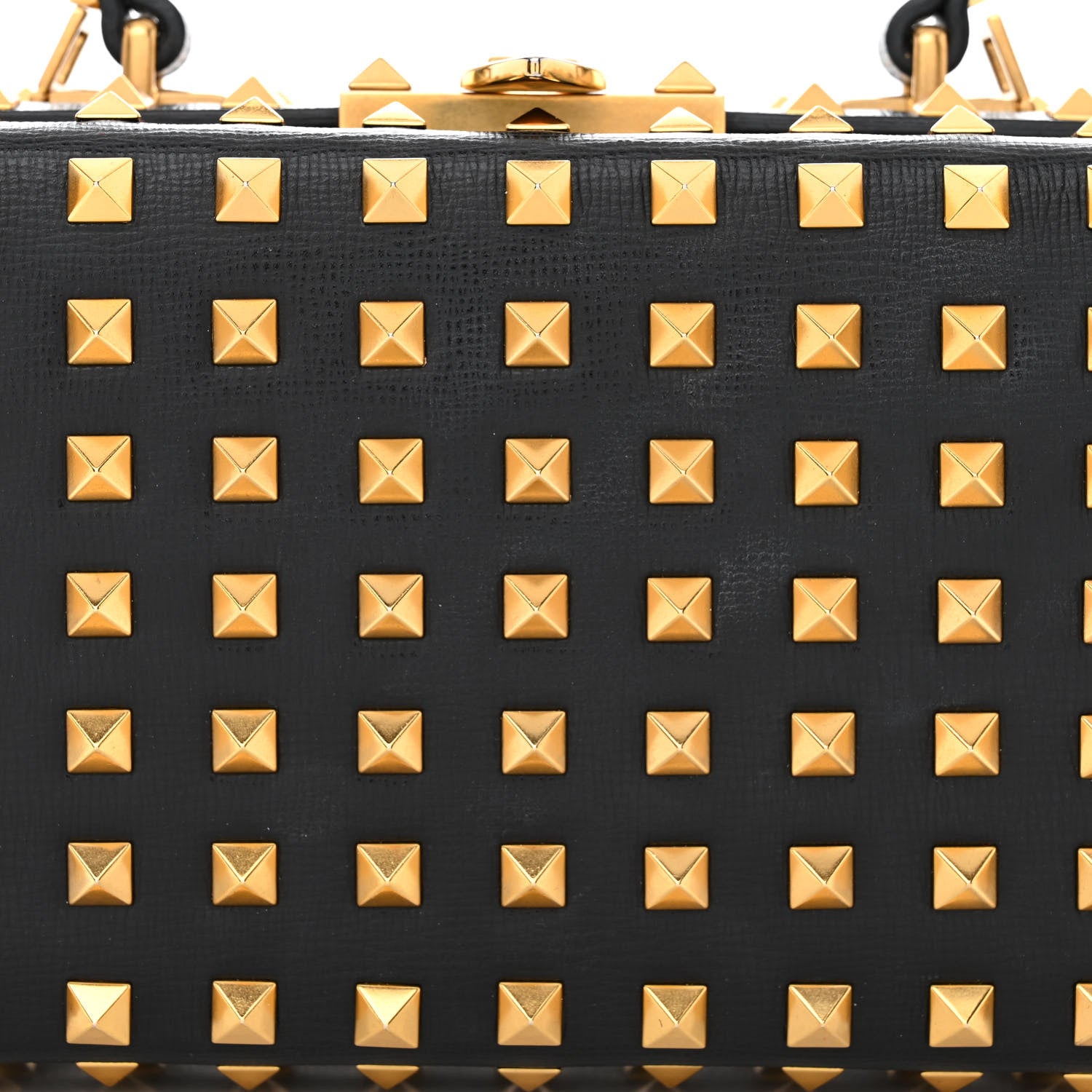 Valentino Garavani Grainy Calfskin Rockstud Allover Alcove Box Shoulder Bag Black 7 of 9