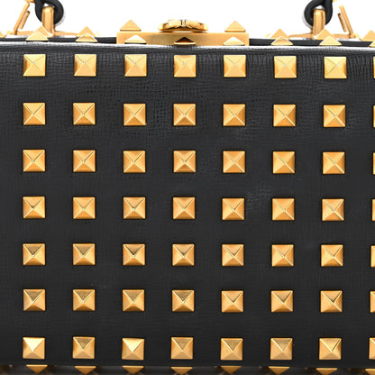 Valentino Garavani Grainy Calfskin Rockstud Allover Alcove Box Shoulder Bag Black 7 of 9