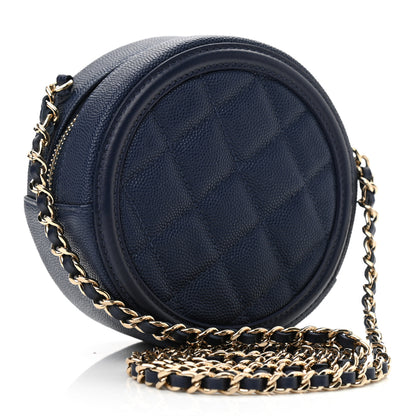 Chanel Caviar Quilted Round Filigree Crossbody Navy 3 of 10