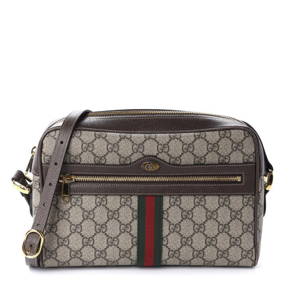 Gucci GG Supreme Monogram Web Small Ophidia Shoulder Bag Brown 1 of 11
