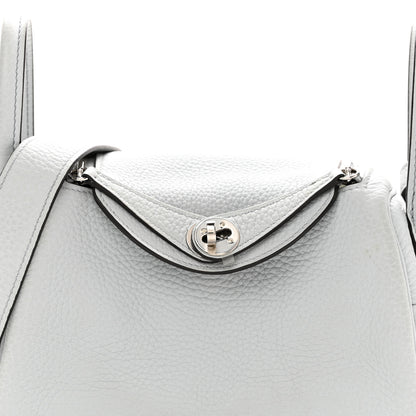 Hermes Taurillon Clemence Mini Lindy 20 Bleu Pale 1 of 11