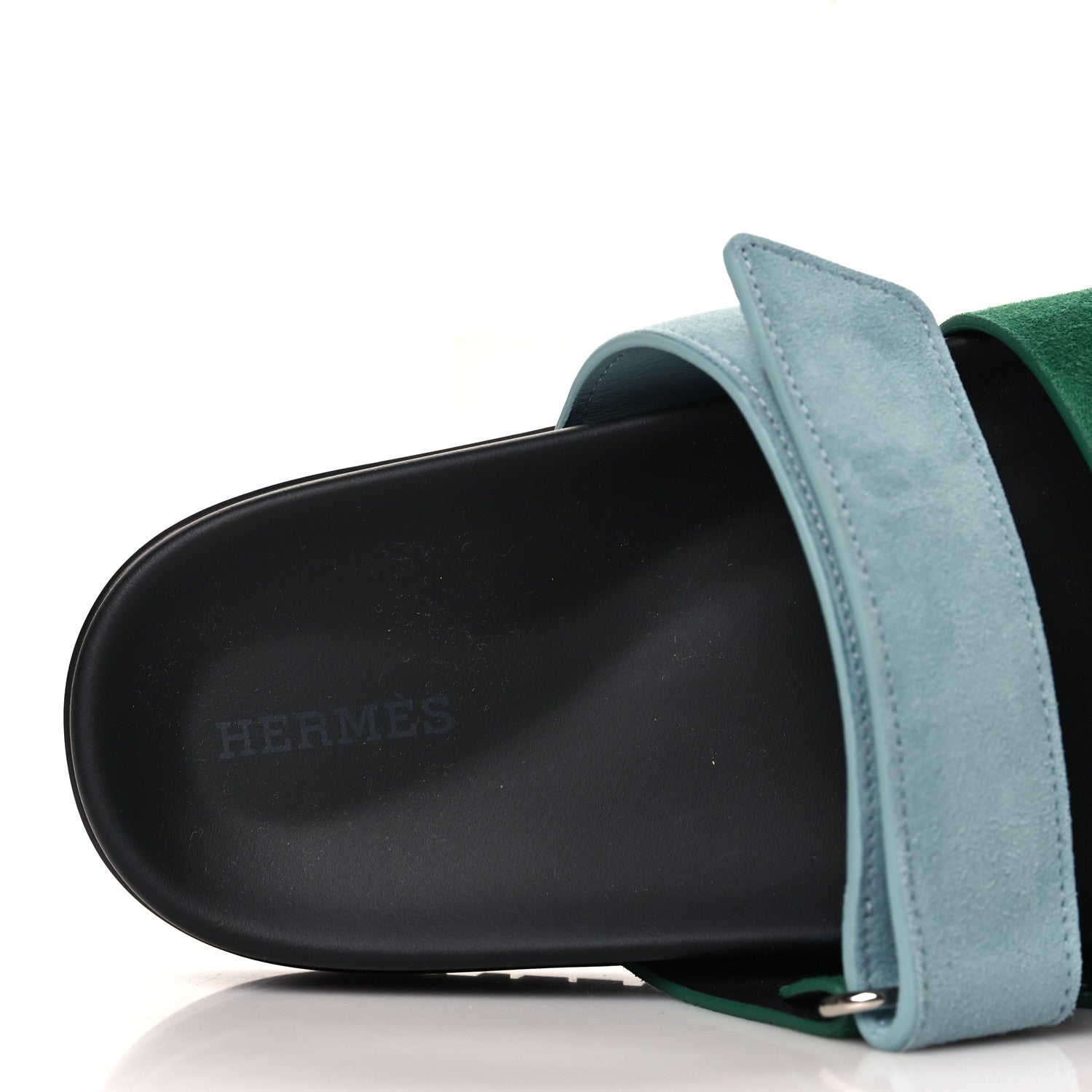 Hermes Suede Goatskin Womens Chypre Sandals 38 Vert Cactus Vert d'eau 7 of 8