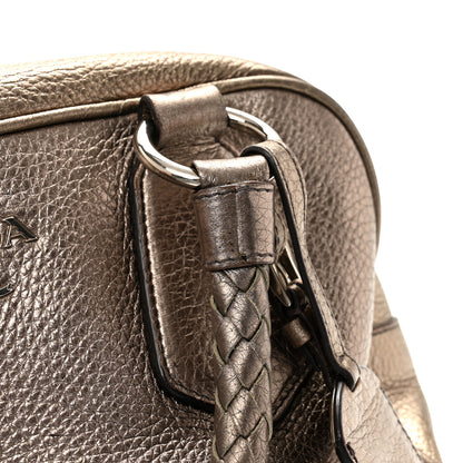 Prada Metallic Vitello Daino Braided Bowler Piombo 11 of 13