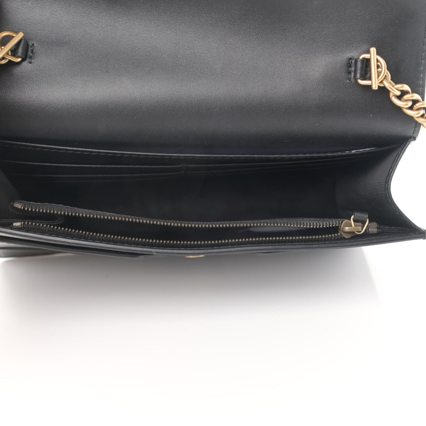 Calfskin Queen Margaret Chain Wallet Black