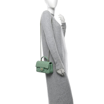 Chanel Lambskin Quilted Mini Top Handle Rectangular Flap Light Green 2 of 10