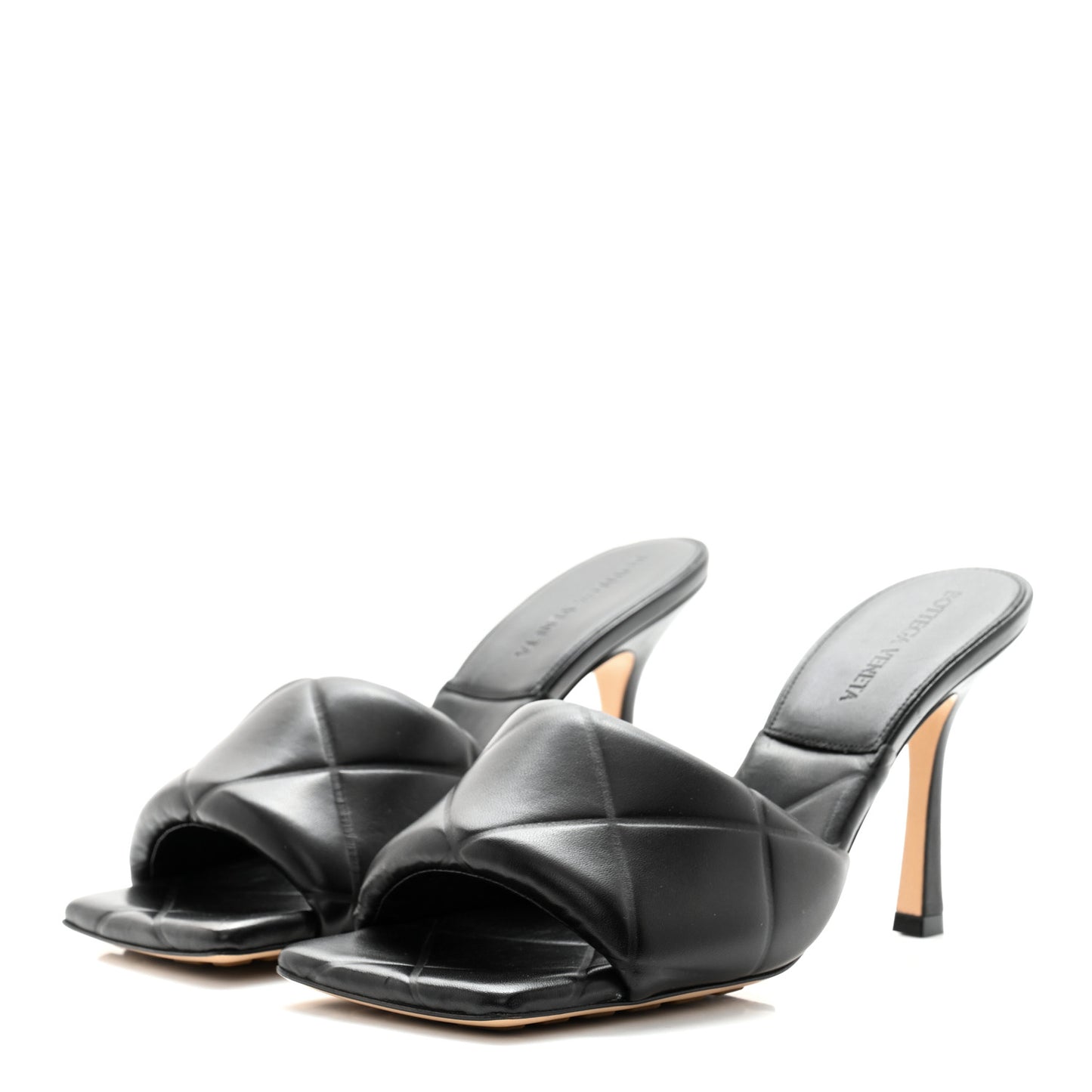Nappa Quilted Rubber Lido Mule Sandals 39 Black