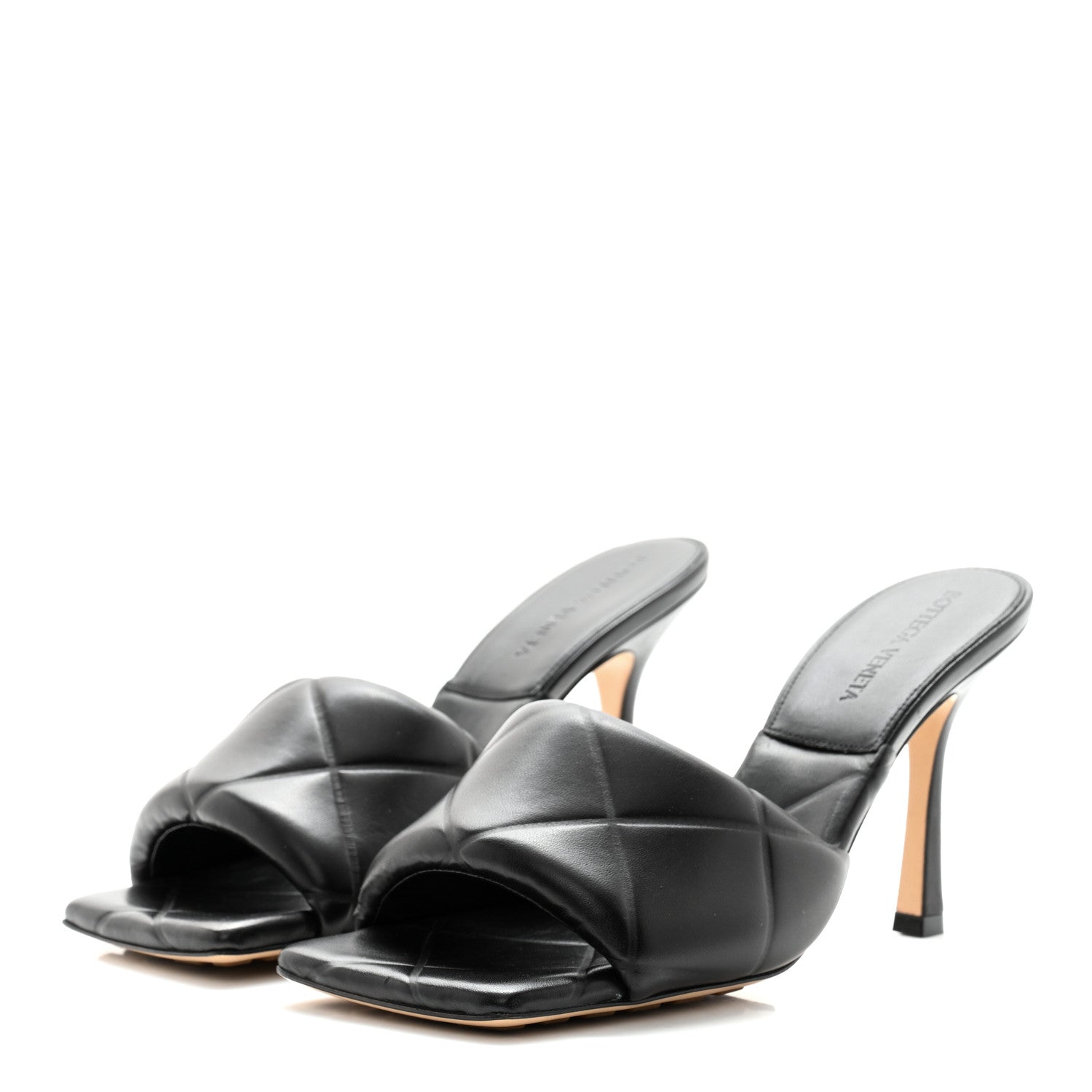 Bottega Veneta Nappa Quilted Rubber Lido Mule Sandals 39 Black 3 of 8