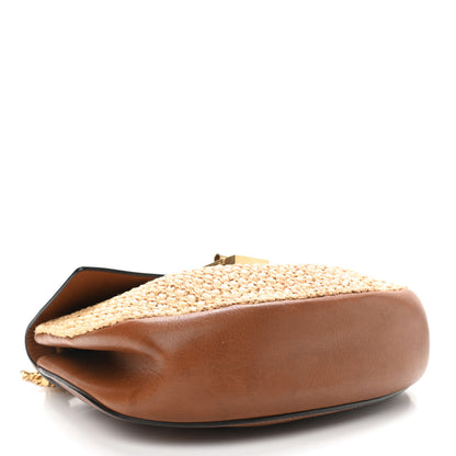 Chloe Calfskin Raffia Drew Chain Shoulder Bag Caramel 4 of 10