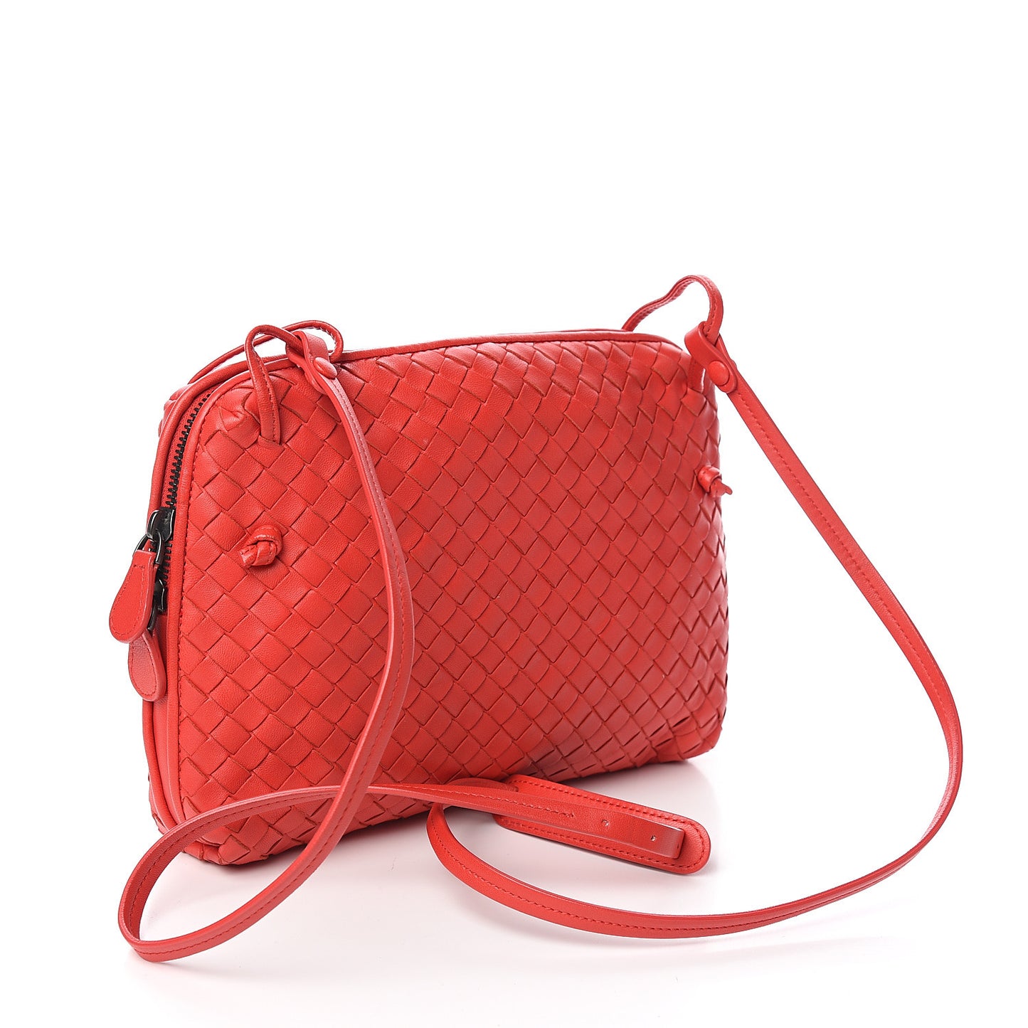 Nappa Intrecciato Nodini Crossbody Messenger New Red