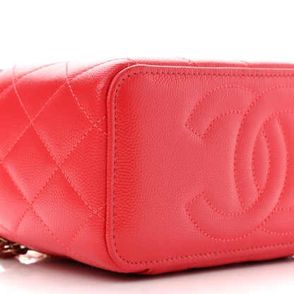 Chanel Caviar Quilted Small Vanity Case With Chain Red 9 of 10