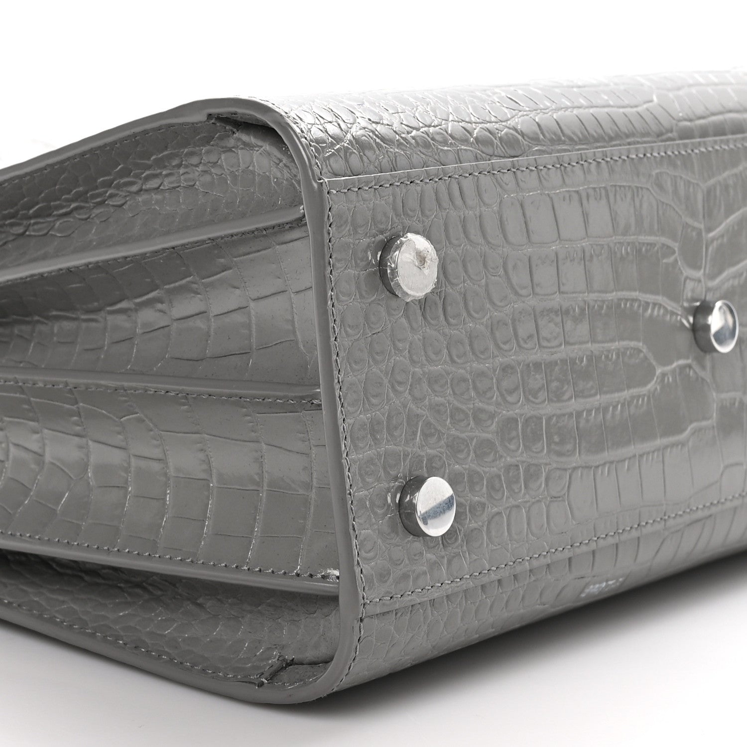 Saint Laurent Calfskin Crocodile Embossed Baby Sac De Jour New Stone Grey 8 of 9