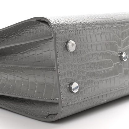Saint Laurent Calfskin Crocodile Embossed Baby Sac De Jour New Stone Grey 8 of 9