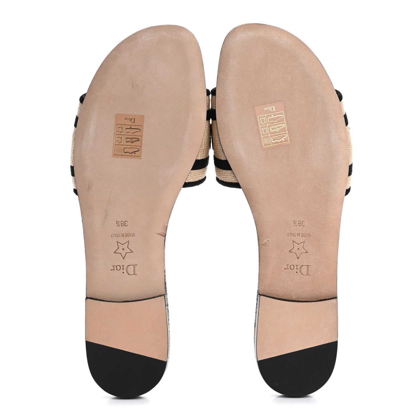 Straw Embroidered Cabinet De La Mer Dway Flat Slide Sandals 38.5 Multicolor
