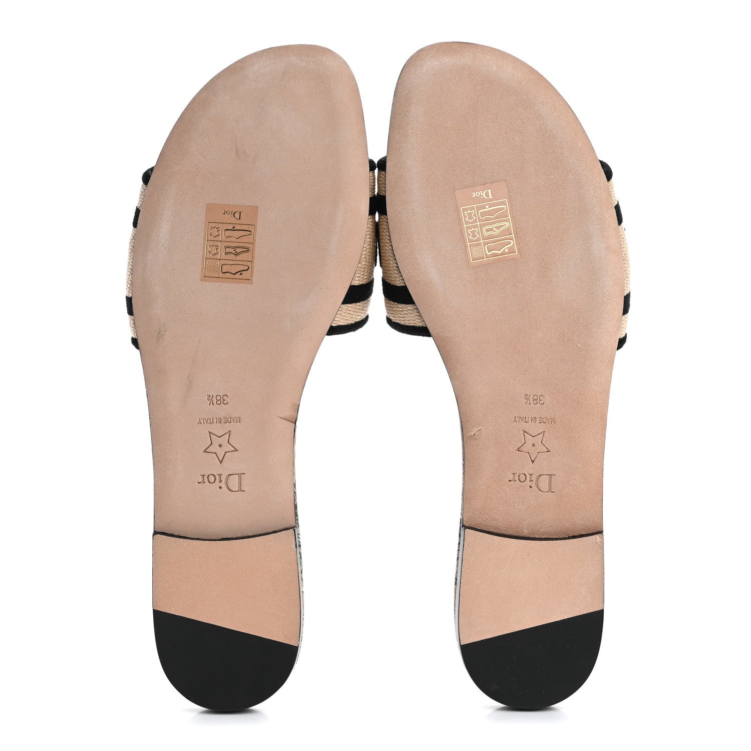 Christian Dior Straw Embroidered Cabinet De La Mer Dway Flat Slide Sandals 38.5 Multicolor 6 of 9