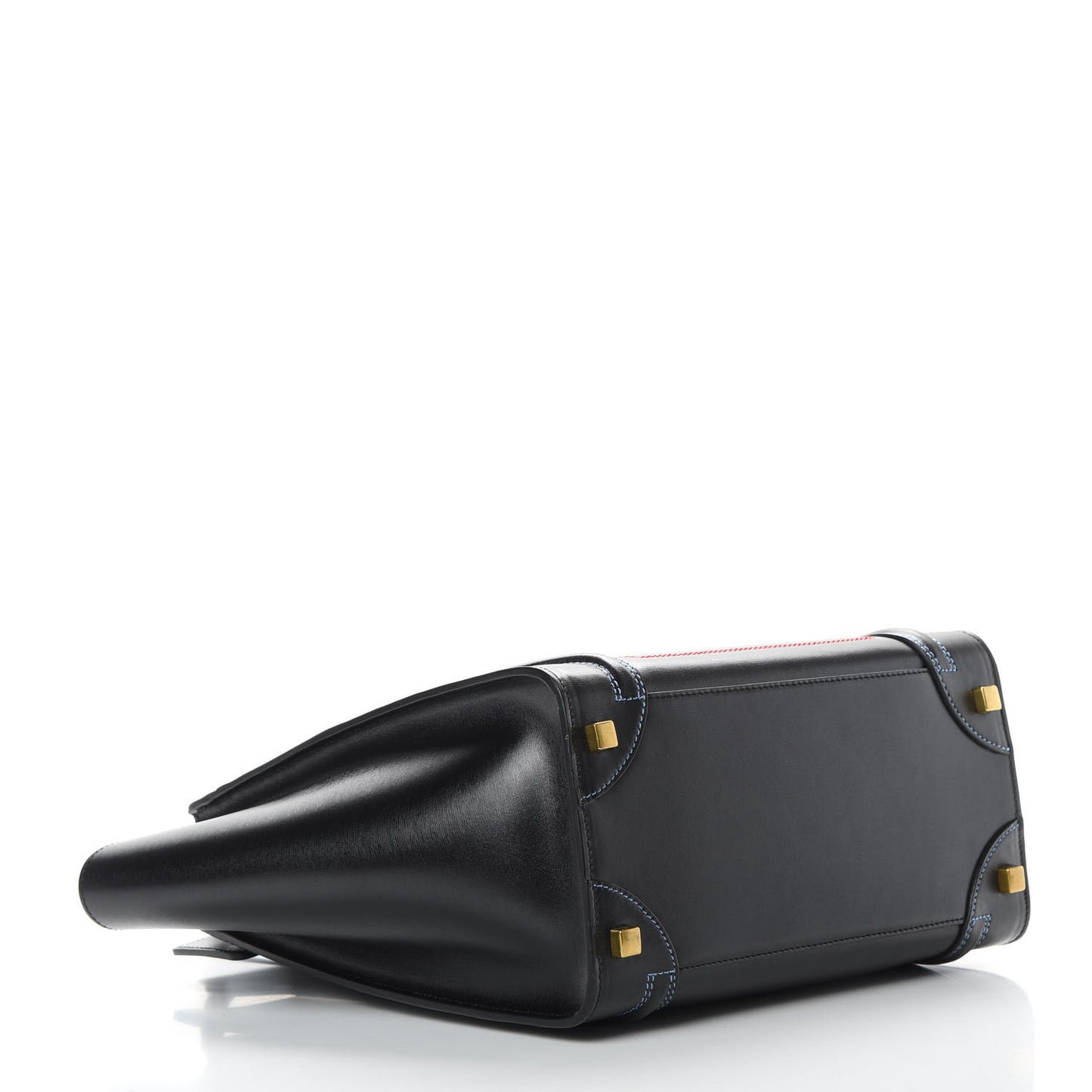 Smooth Calfskin Multicolor Double Stitching Micro Luggage Black