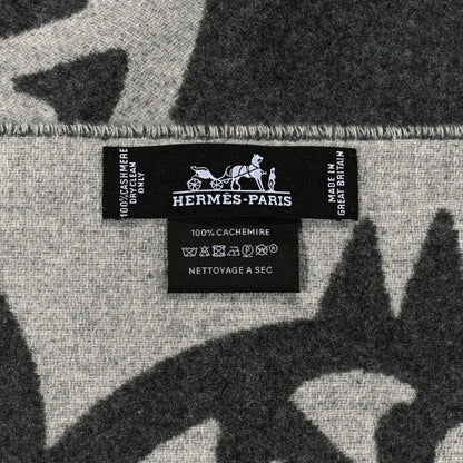 Hermes Cashmere Boucles et Camails Muffler Anthracite Gris Clair 4 of 4