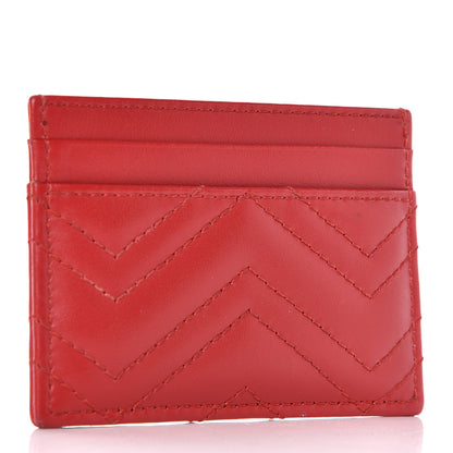 Gucci Calfskin Matelasse GG Marmont Card Holder Hibiscus Red 3 of 9