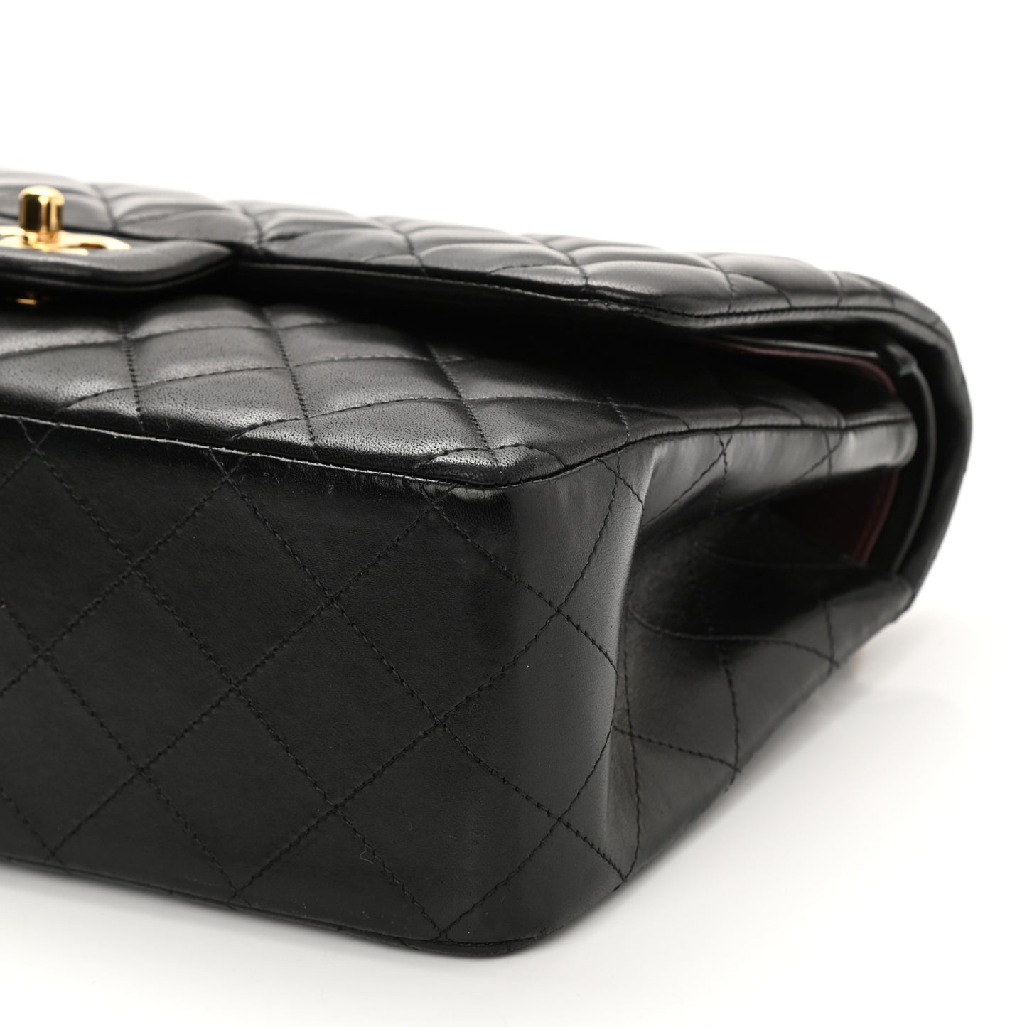 Lambskin Quilted Jumbo Double Flap Black