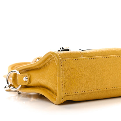 Balenciaga Chevre Silver Metallic Edge Hardware Nano City Jaune Epi 8 of 13