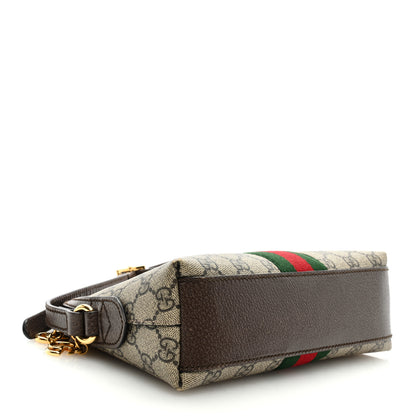 Gucci GG Supreme Monogram Textured Dollar Calfskin Web Small Ophidia Dome Shoulder Bag Beige Ebony New Acero 4 of 9