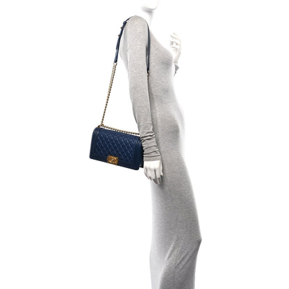 Chanel Lambskin Quilted Medium Boy Flap Dark Blue 3 of 12