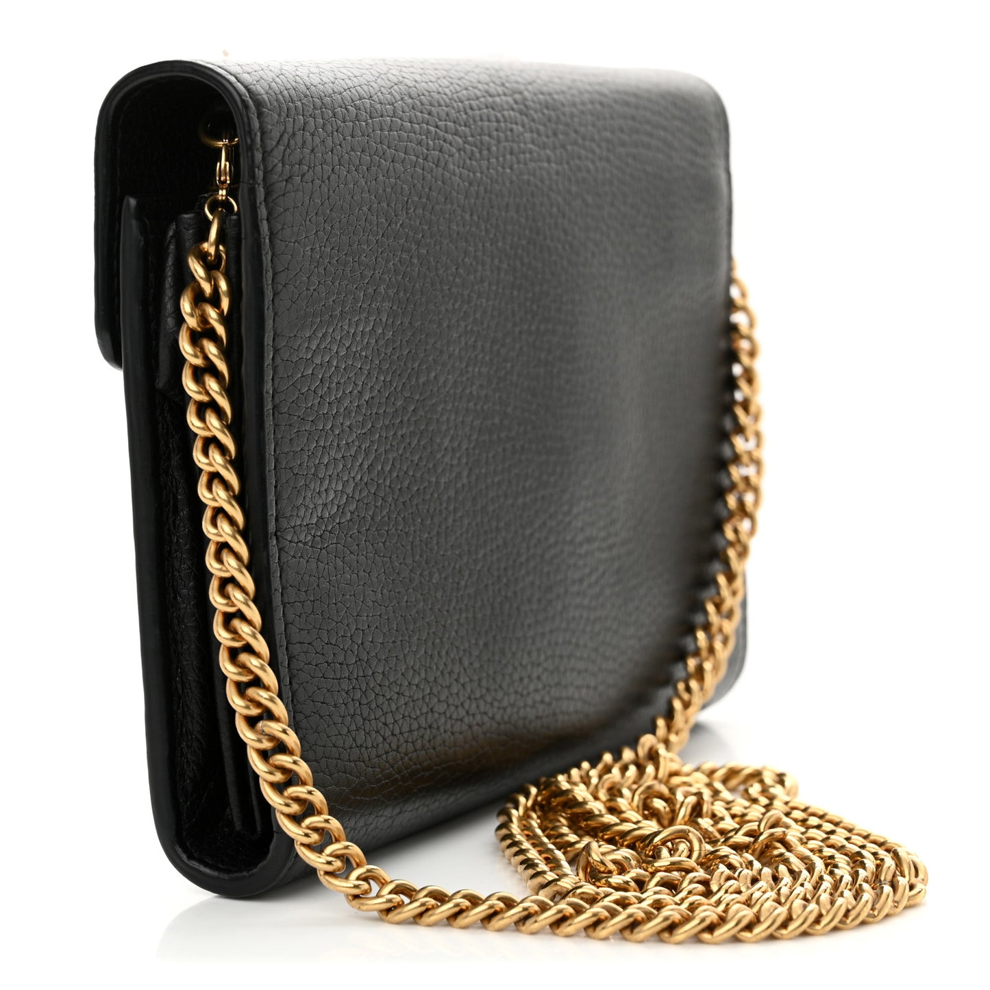 Calfskin GG Marmont Chain Wallet Black