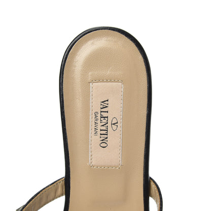 Valentino Garavani Calfskin Rockstud Ankle Strap Flat Sandals 37 Black 5 of 7