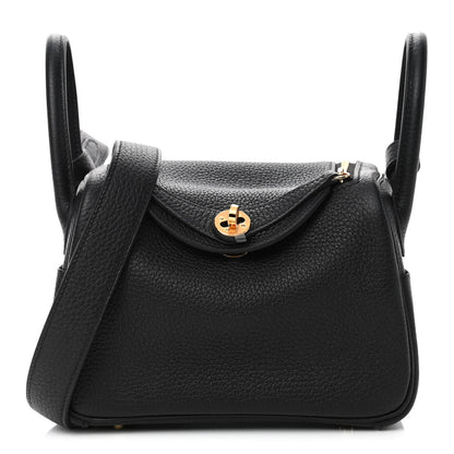 Hermes Taurillon Clemence Mini Lindy 20 Black 1 of 4