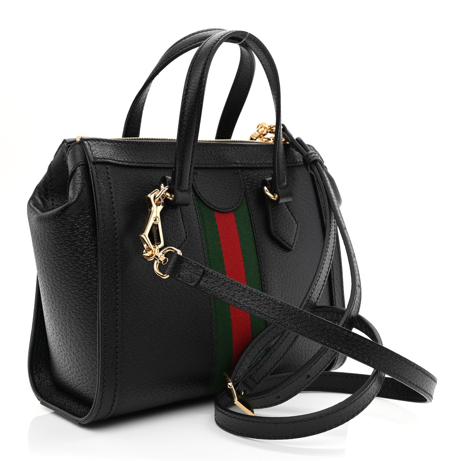 Gucci Textured Calfskin Web Small Ophidia Tote Bag Black 2 of 9