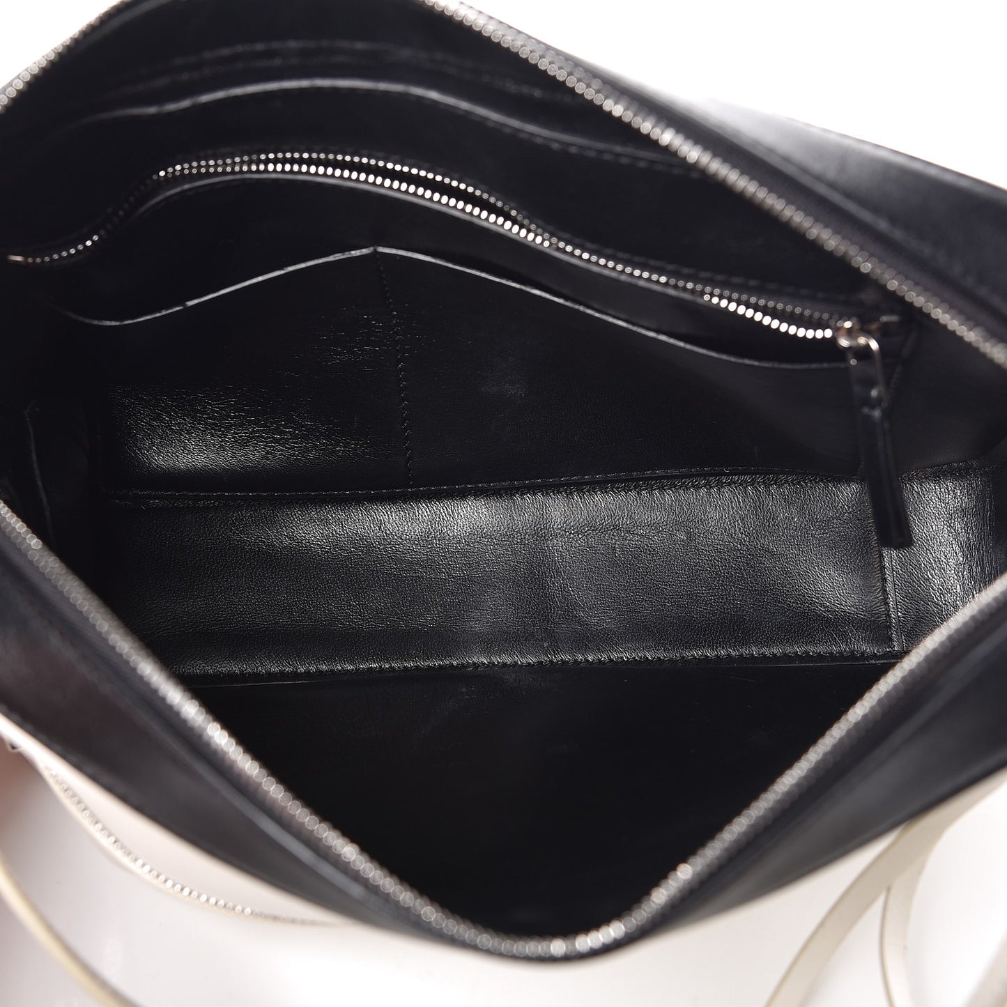 Nappa Calfskin Bicolor Medium Side Lock Shoulder Bag White