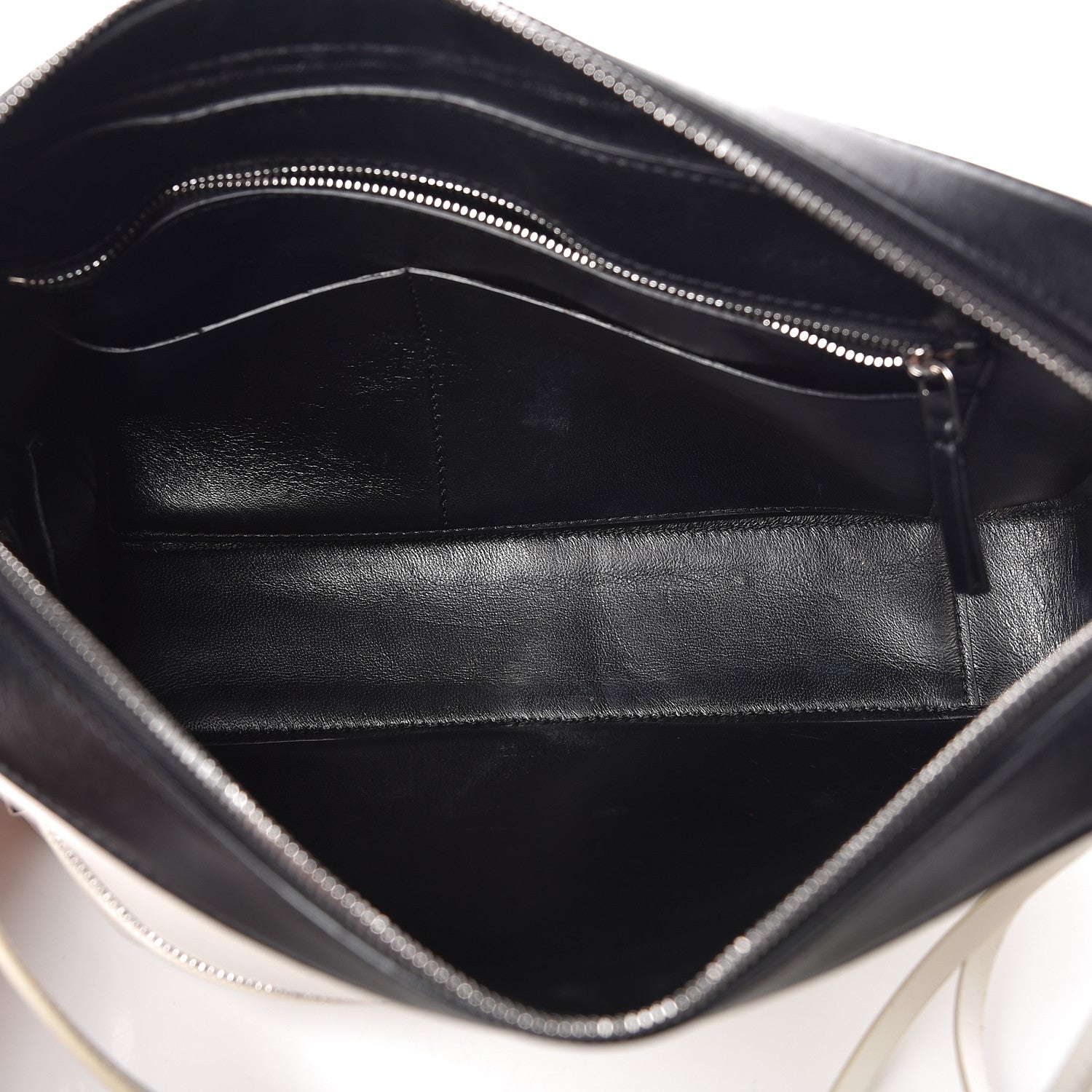 Celine Nappa Calfskin Bicolor Medium Side Lock Shoulder Bag White 5 of 12