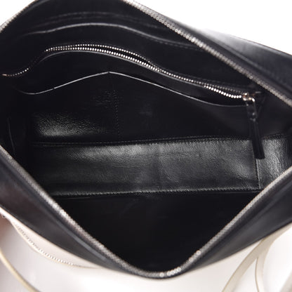 Celine Nappa Calfskin Bicolor Medium Side Lock Shoulder Bag White 5 of 12
