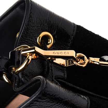 Gucci Suede Patent Web Small Ophidia Bucket Bag Black 8 of 10