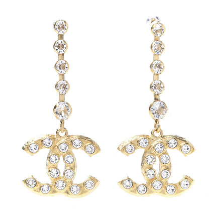 Chanel CC Crystal Drop Earrings Gold 1 of 5