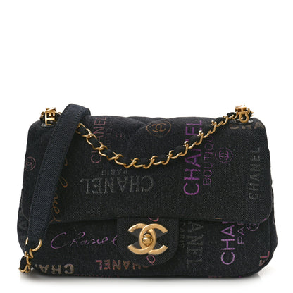 Chanel Denim Quilted Denim Mood Mini Rectangular Flap Black Multicolor 1 of 9
