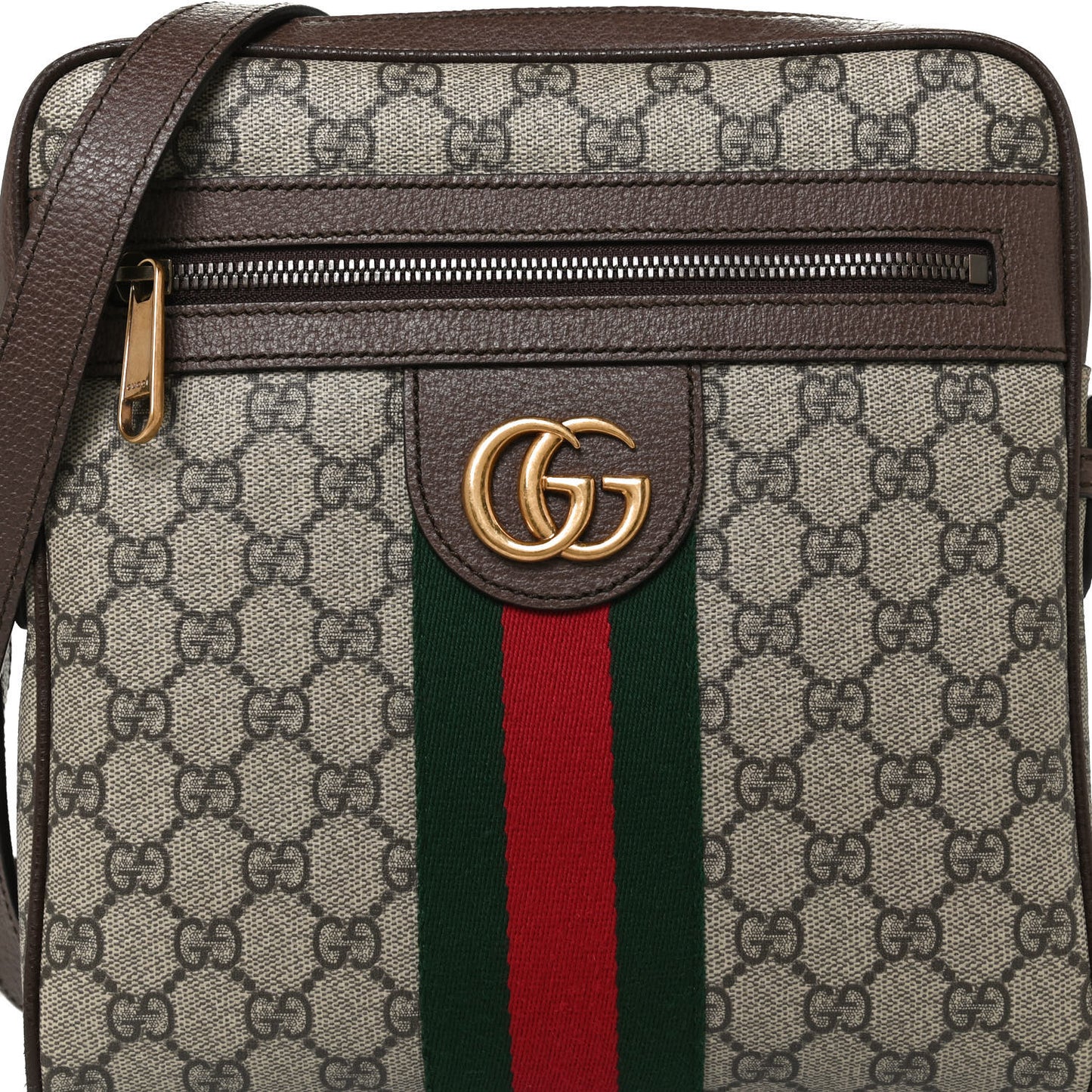 GG Supreme Monogram Web Small Ophidia Messenger Bag Brown