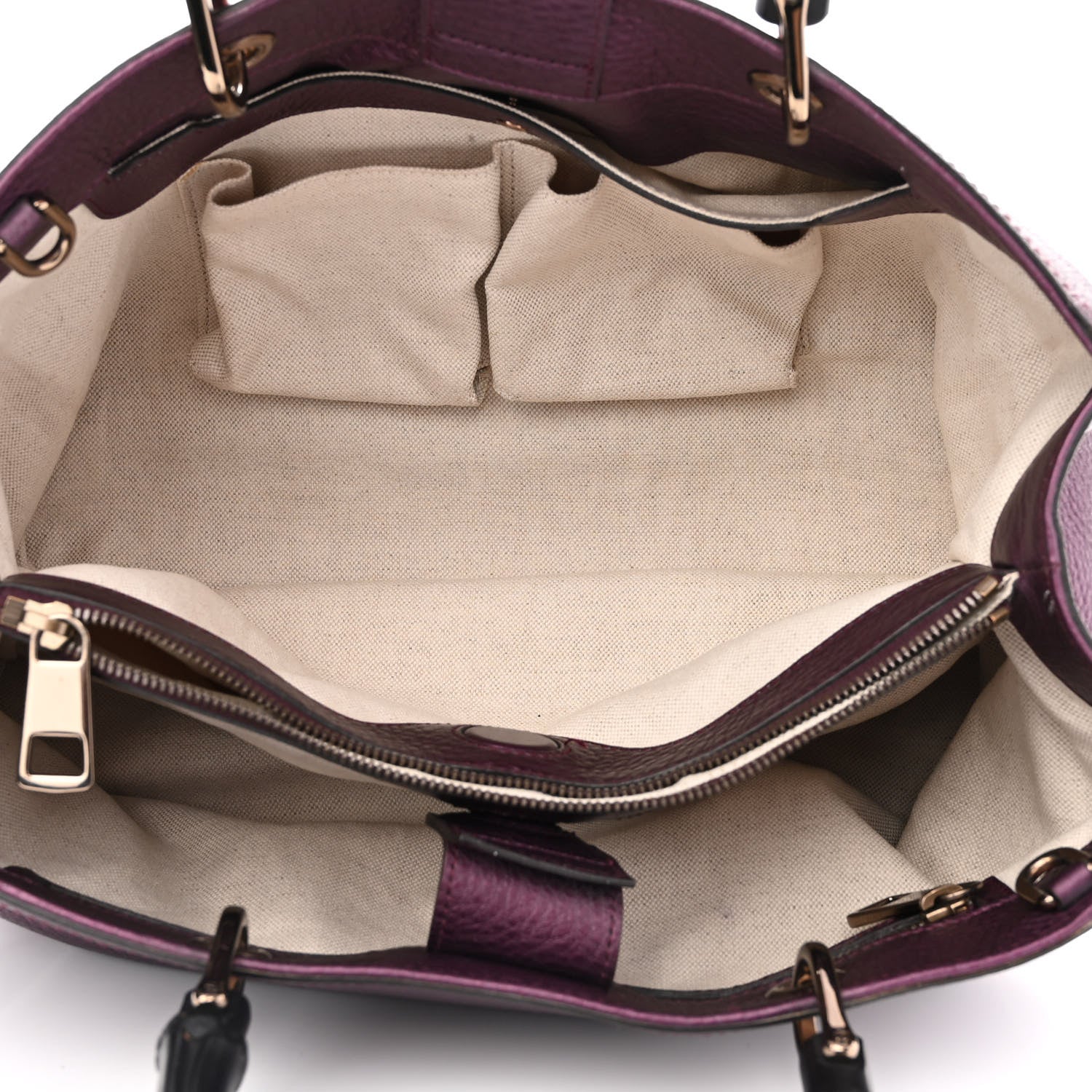 Gucci Pebbled Calfskin Medium Bamboo Shopper Tote Purple 5 of 13