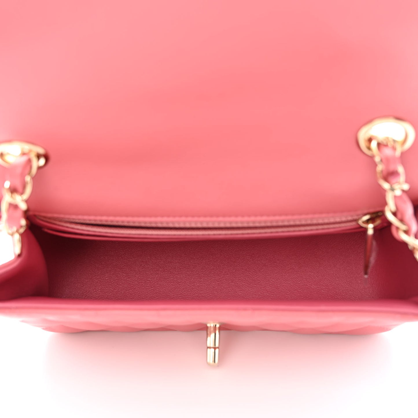 Lambskin Quilted Valentine Charms Mini Rectangular Flap Pink