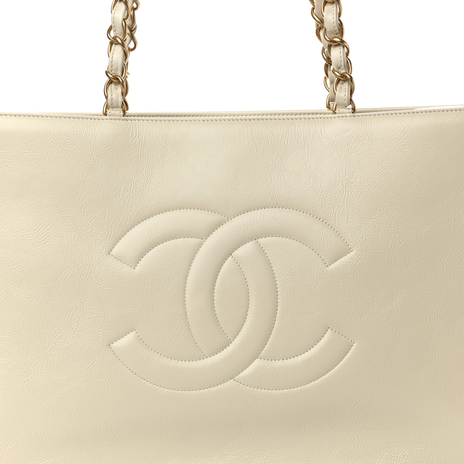 Chanel Shiny Aged Calfskin Shopping Bag White 8 of 10