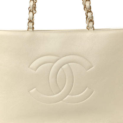 Chanel Shiny Aged Calfskin Shopping Bag White 8 of 10