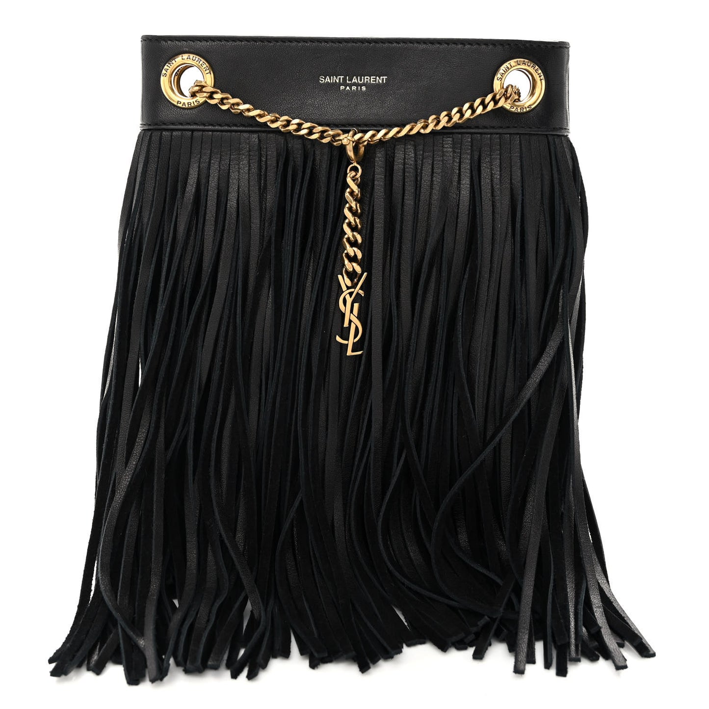 Calfskin Small Grace Fringed Hobo Bag Black
