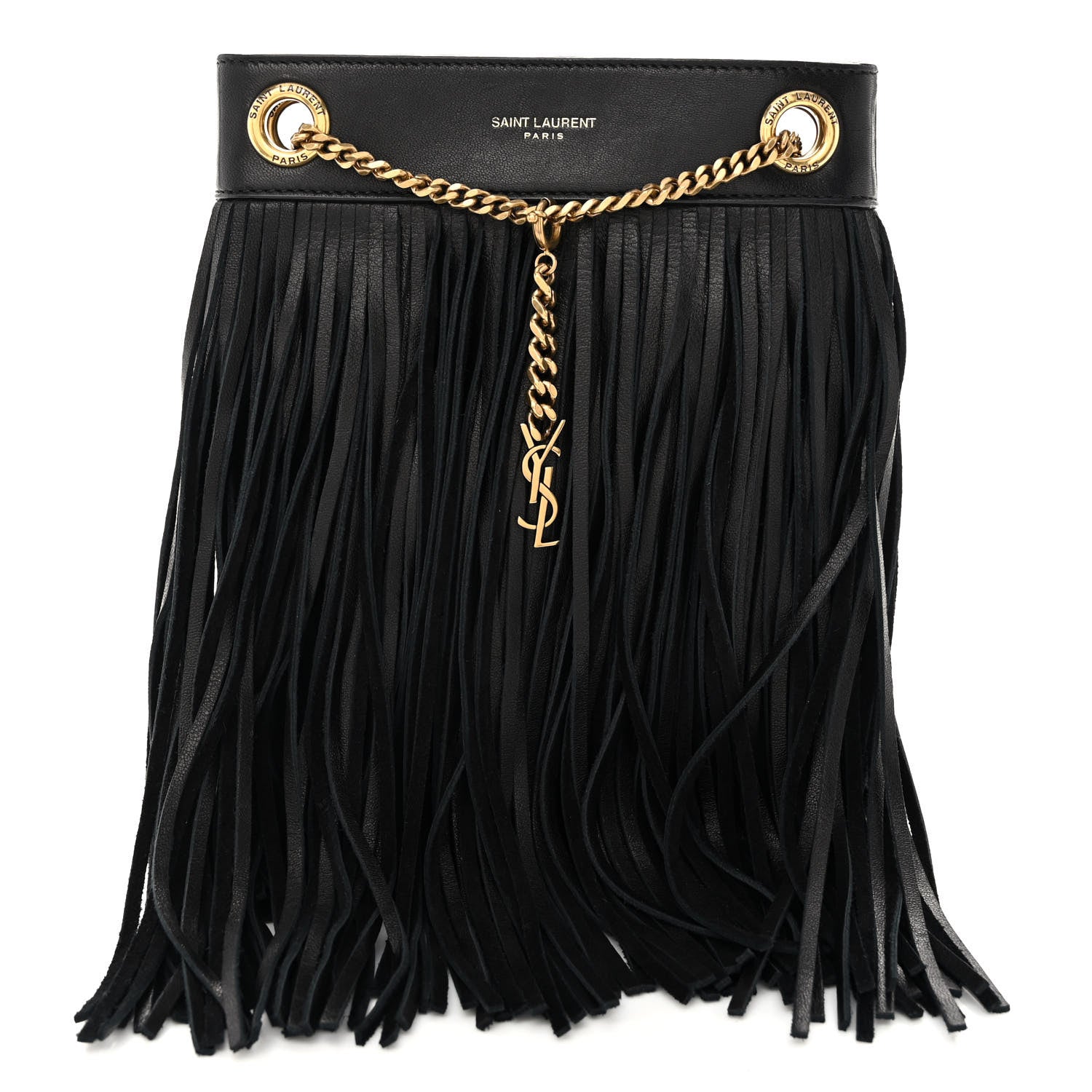 Saint Laurent Calfskin Small Grace Fringed Hobo Bag Black 1 of 9