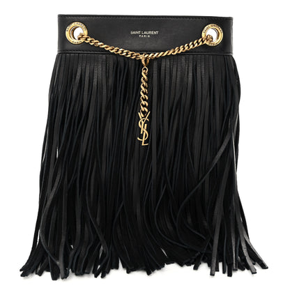 Saint Laurent Calfskin Small Grace Fringed Hobo Bag Black 1 of 9