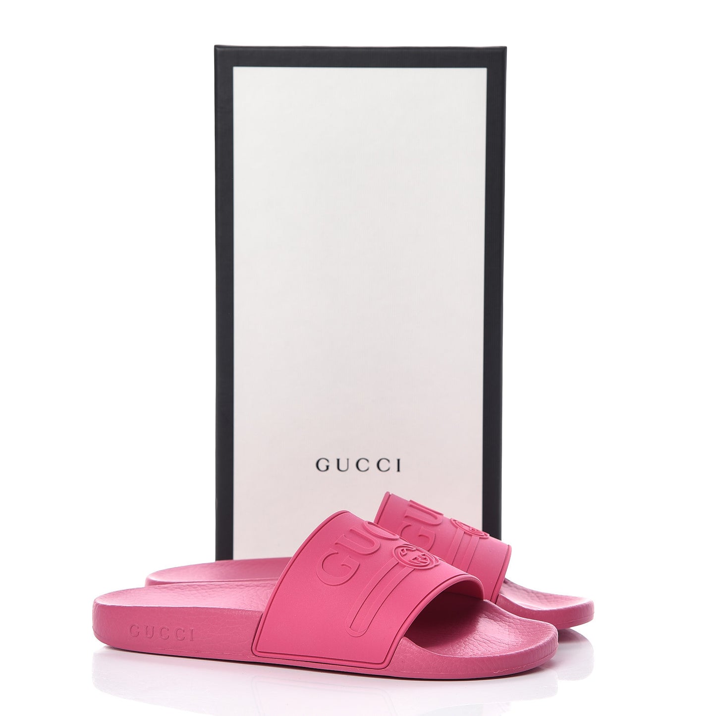Rubber Womens Logo Slide Sandals 38 Fuchsia