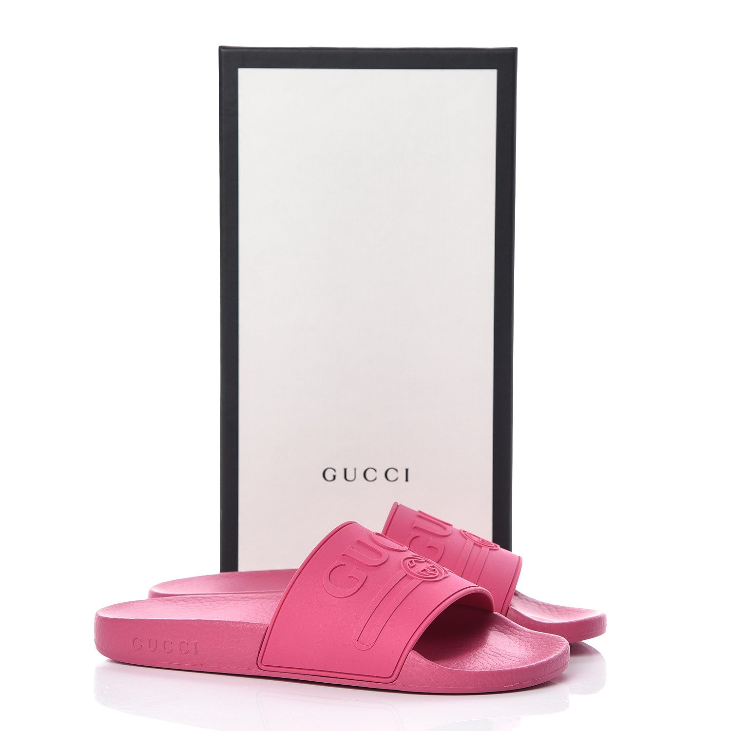 Gucci Rubber Womens Logo Slide Sandals 38 Fuchsia 11 of 11