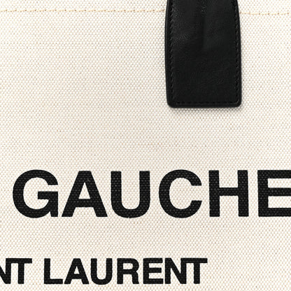 Saint Laurent Linen Calfskin Small Rive Gauche Tote Optic White 8 of 13