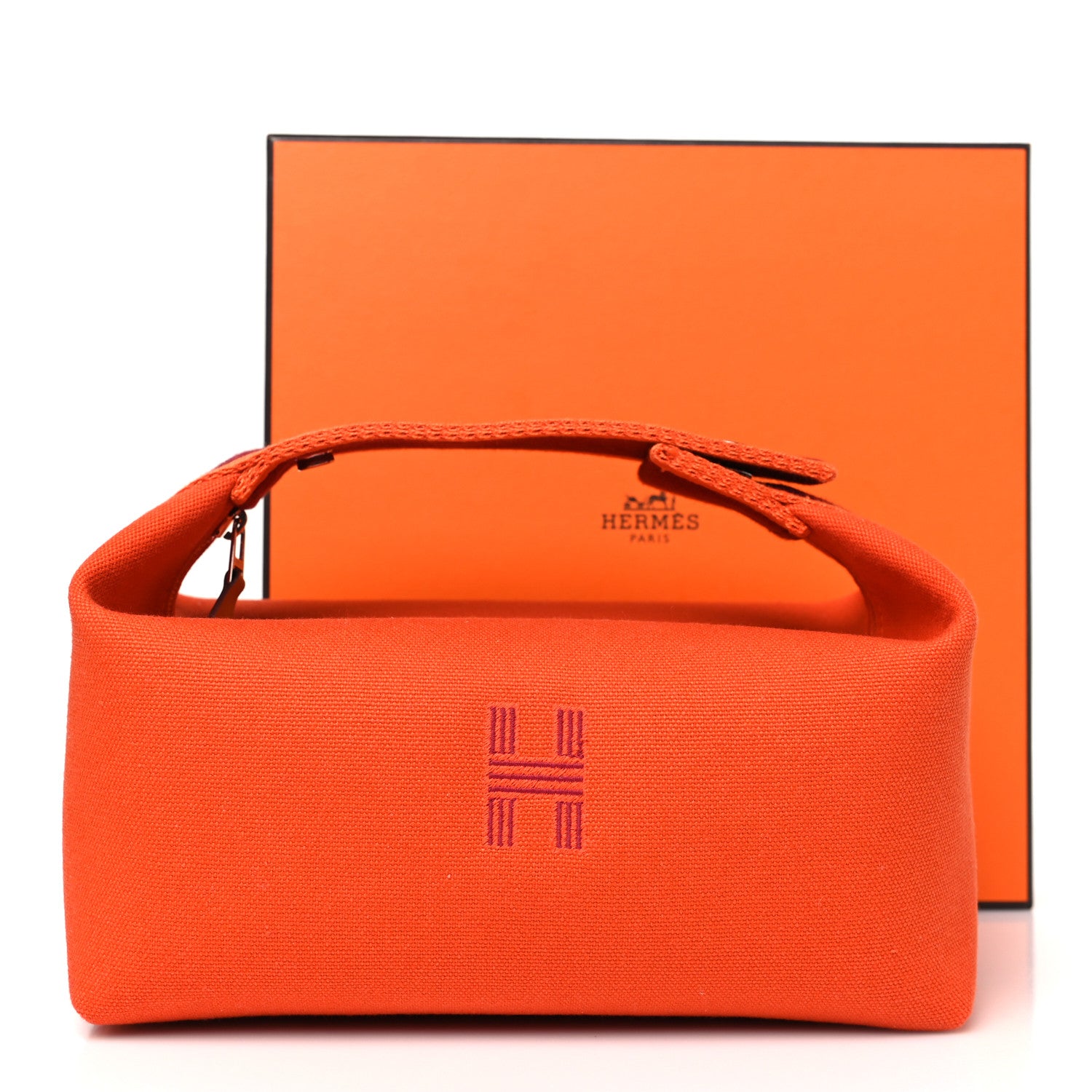 Hermes Canvas Small Bride-A-Brac Pouch Orange Burgundy 8 of 8